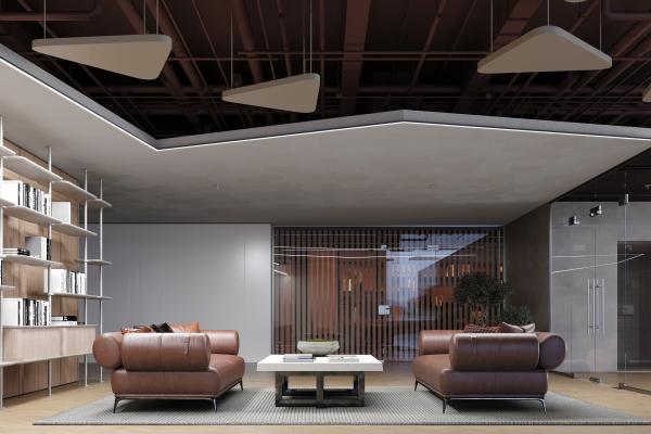 LED Trockenbauleiste schafft eine elegante Deckenkante in modernen Büros